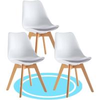 Sillas de Comedor, Sillas de Cocina Nórdicas con Asiento Blando, Tapizado y Patas de Madera de Haya Resistente, Blanco, 2 Sillas - details 13