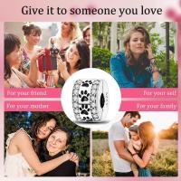 Abalorios de plata 100% auténtica con huellas de pata, joyería fina de cumpleaños para mujer, pulsera de 3mm, regalo con piedra de circón principal - details 34