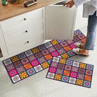 Alfombrilla de Mandala de estilo bohemio, alfombra antideslizante a cuadros suaves, Floral, rectangular, para cocina y sala de estar - details 0