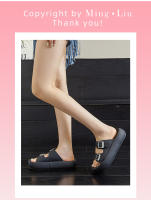 Zapatillas de plataforma nuevas sandalias de hebilla de cinturón retro de arrastre de una y media punta abierta de moda casual versátil - details 13