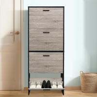Mueble zapatero de 12 pares - Estantería de gran capacidad para vestíbulo o pasillo - (ancho) 60 x (profundidad) 24 x (alto) 80 cm - Madera clara blanca - details 57