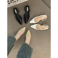 Bolso de tacón bajo sandalias de cabeza de las mujeres francés suave noche desnudo cabeza puntiaguda pequeño estilo fragante señora tacón grueso temperamento vacío zapatos individuales - details 1