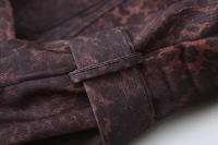 TRAFZA-abrigos de leopardo con cuello vuelto para mujer, chaquetas femeninas de manga larga con lazo y decoración de un solo pecho, otoño - details 4