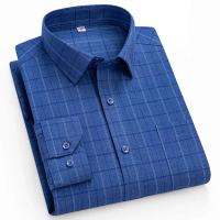 Nuevo bolsillo de negocios de manga larga de moda informal suave a rayas, camisa de oficina, ropa de hombre 4xl 5xl - details 4