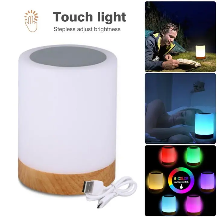 Luz Nocturna táctil Led recargable, lámpara de mesita de noche de enfermería, pequeña e innovadora, 6 colores, ajustable - 1