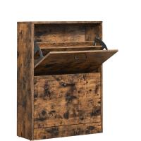 Armario con 3 puertas abatibles, zapatero de madera de 3 pisos, para entrada estrecha, pasillo, sala de estar, 60 x 24 x 120 cm, marrón rústico LBC030X01 - details 25