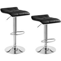 Taburetes de Cocina Giratorios 360° Altos con Asiento PVC Ajustables Diseño Elegante para Comedor, Sala de Estar, Cafetería Negro+Negro - details 54