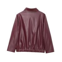Chaqueta Bomber de Cuero Falsito para Mujer Abrigo de Invierno con Cremallera - details 3