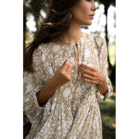 Vestido corto de vacaciones de playa de rayón informal suelto con lazo floral para mujer de moda de verano - details 120