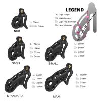 Dispositivo de castidad masculina, jaula con 4 anillos, candado, jaula para pene, correa de sujeción, juguete fetiche masculino - details 2
