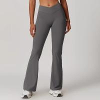 Pantalones acampanados de cintura alta para mujer, mallas deportivas elásticas, ropa deportiva, cinturón cruzado, botas cortas, pantalones de Yoga - details 9