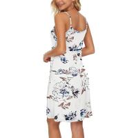 2025 Europa hermosa mujer verano delgado hombro botón cuello en V blusa de playa casual con vestido de bolsillo - details 12