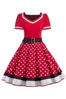 Vestido de Punto de Polka Dot Vintage 2024 Estilo Rockabilly Retro para Mujeres - details 7
