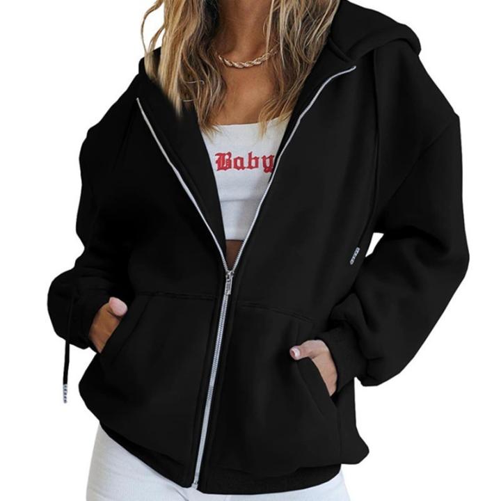 Sudadera Con Capucha Para Mujer Abrigos Holgados Con Cremallera Moda sudadera-con-capucha-para-mujer-abrigos-holgados-con-cremallera-moda