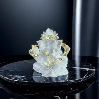 Adorno de cristal de agua de resina india, artesanías interiores para el hogar, estatua de Dios con trompa de elefante Ganesha - details 14