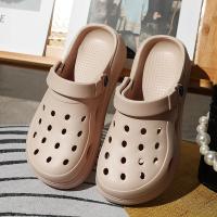 Zuecos de plataforma calados para mujer, sandalias de playa antideslizantes de verano 2025, zapatillas de suela gruesa a la moda para mujer, calzado para jardín Eva - details 14