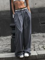 Pantalones holgados de cintura alta para mujer, pantalón de pierna ancha con empalme de encaje, moda coreana, primavera y otoño - details 1