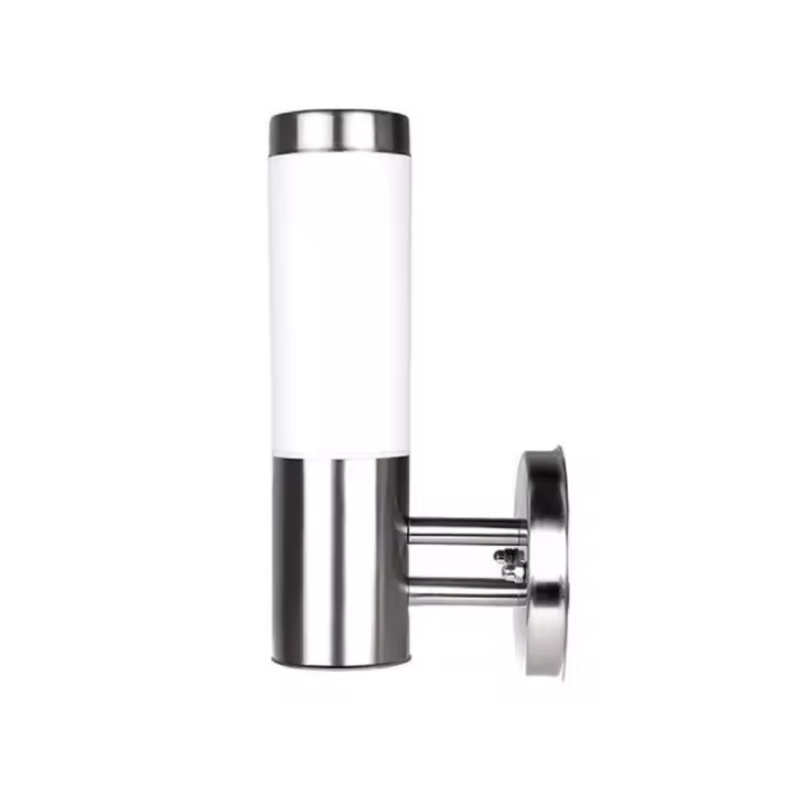 Luz led de pared para exteriores, lámpara de acero inoxidable plateado + pantalla lechosa impermeable para porche, aplique LED E27, luminaria de murale - 1