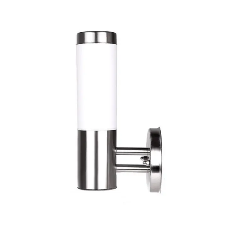 Luz led de pared para exteriores, lámpara de acero inoxidable plateado + pantalla lechosa impermeable para porche, aplique LED E27, luminaria de murale - 1