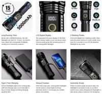 Linternas recargables de alto lúmenes, luz Flash LED súper brillante, 5 modos, impermeable, para regalo de Camping - details 3