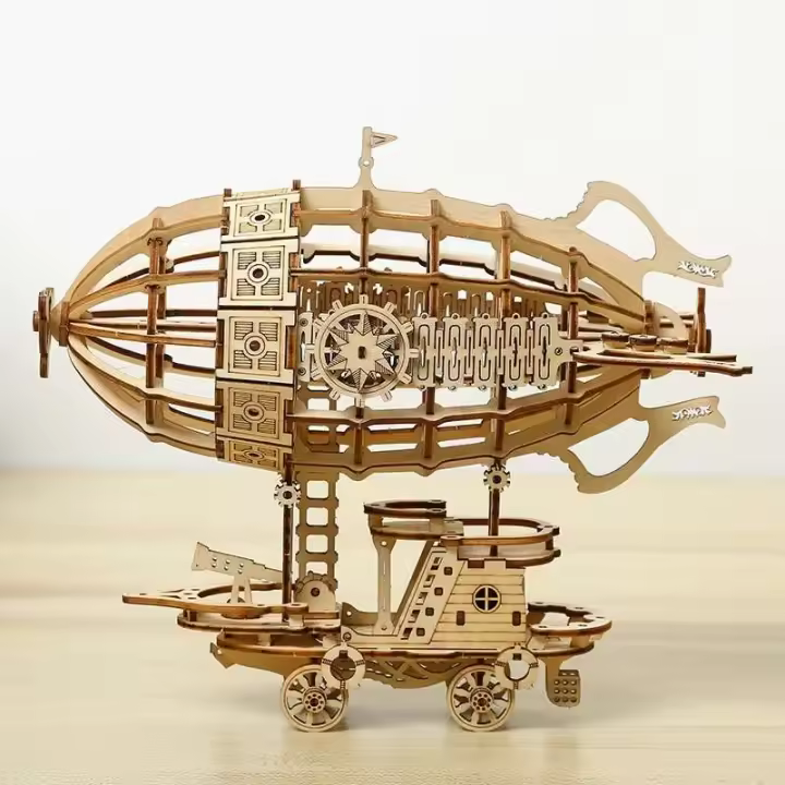 Juego de construcción de modelo de dirigible Montessori DIY - Kit de ensamblaje de rompecabezas de madera 3D - 1