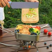 Fiambrera Portátil para Picnic al Aire Libre, juego de Cocina de Acero Inoxidable para Camping, Tajadera de Madera de Bambú - details 1