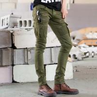 Pantalones vaqueros azules para hombre estilo motociclista pantalones desgastados carga militar moda - details 2