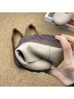 Zapatos sencillos de boca poco profunda con cabeza redonda 2025, nuevos, de interior y exterior de cuero, sin cordones, de suela plana, informales, de talla grande - details 1