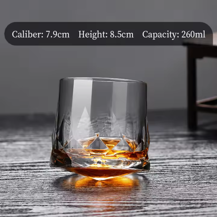 Vasos de Whisky de diamante creativos, vaso de vidrio, diseño giratorio, copas de vino, vaso de chupito de Whisky, accesorios de Bar - 1