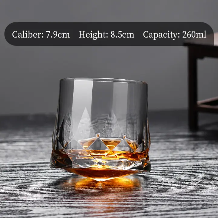 Vasos de Whisky de diamante creativos, vaso de vidrio, diseño giratorio, copas de vino, vaso de chupito de Whisky, accesorios de Bar - 1