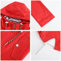 Camiseta impermeable con capucha a rayas de manga larga para mujer, longitud media - details 7