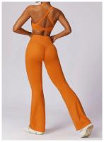 Conjunto de Yoga Naranja para Mujeres Traje de Gimnasio Fitness de Dos Piezas Pantalones Anchos y Sujetador Deportivo Material de Nylon Adecuado para Primavera/Verano - details 7