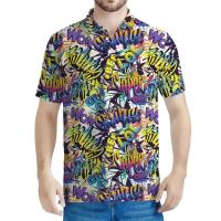 Polo con graffiti 3D para hombre, camiseta informal con solapa de manga corta con estampado de figura retro, camiseta Y2K - details 7