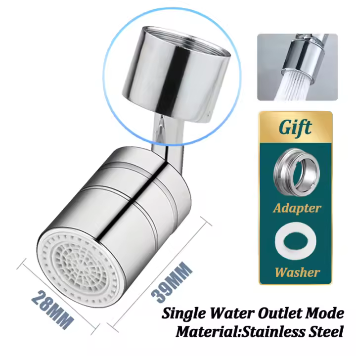 Grifo Universal antisalpicaduras para cocina, rociador giratorio de 720 ° para baño, ahorro de agua, adaptador extensor de boquilla - 1