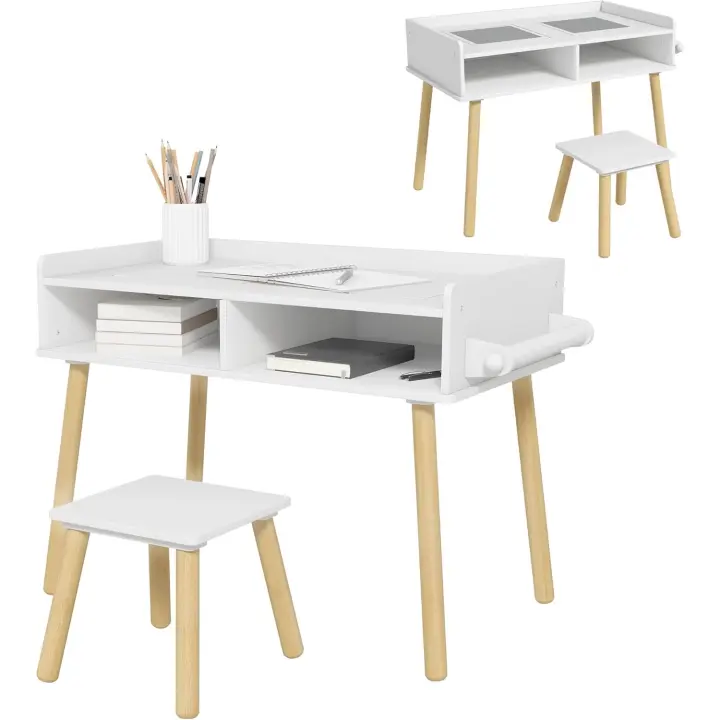 Juego de Mesa Infantil Tablero de Bloques de Construcción y Rollo de Papel para Dibujar - 1