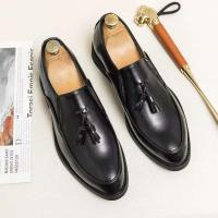 Zapatos formales de negocios a la moda para hombre con borlas, piel de vaca de suela suave, plantillas informales de malla de cuero para primavera y otoño - details 2