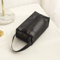 Bolsa de maquillaje de malla portátil informal, bolsa de cosméticos transparente cuadrada ligera con cremallera, estuches de cosméticos de gran capacidad para baño - details 8