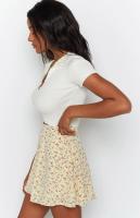 Falda corta con estampado Floral para mujer, falda de cintura alta con cremallera, color amarillo S, Verano - details 15