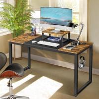 Mesa de Escritorio Industrial Soporte de Monitor Estilo Rústico Marrón 140x60x89cm - details 8