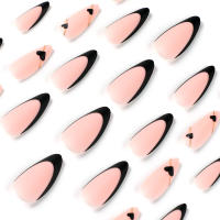 24 PCs Uñas Postizas Francesas Con Hilo Dorado Y 1 Pegamento Gel Y Archivo De Uñas Combos De Uñas Postizas De Acrílico - details 3