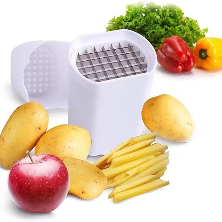 Cortador manual 2 en 1 para patatas fritas y palitos de verduras perfectos con rejilla extraíble y base antideslizante - 1