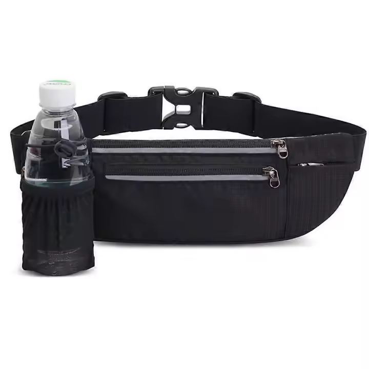 Riñonera con soporte para botella de agua, resistente al agua, ligera, para acampar al aire libre, fitness, senderismo - 1