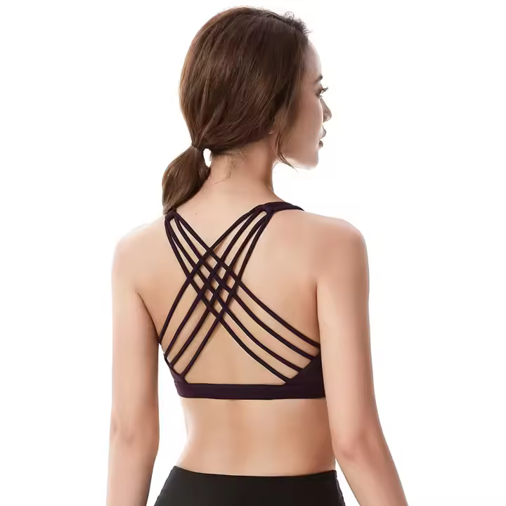 Sujetador deportivo para mujer, Push Up, sin aros, acolchado, entrecruzado, con tiras, para correr, entrenamiento de gimnasia, entrenamiento, ropa interior de Yoga, Tops cortos - 1