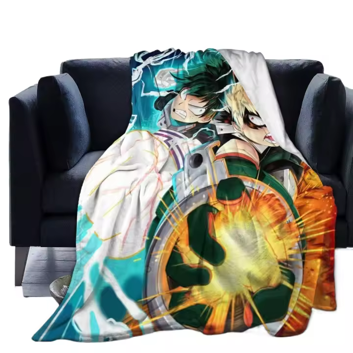 Manta de Plush de My Hero Academia Midoriya Izuku Ligera, Suave, Microfibra, Adecuada para Todas las Estaciones, Ideal para Hogar, Viaje, Camping - 1