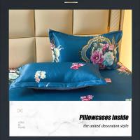 Funda de Cama de Encaje Clásico Royal Blue 2/3 Pcs Lavable con Banda Elástica - details 3