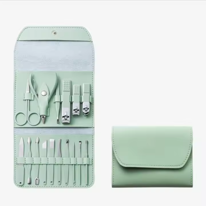 Juego de Tijeras de Manicura de Acero Inoxidable de 16 Piezas Kit de Belleza con Bolsa Plegable - 1