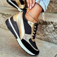 Zapatos planos casuales de mujer con suela gruesa, bloques de color, lentejuelas y plataforma transpirable para otoño e invierno. - details 3
