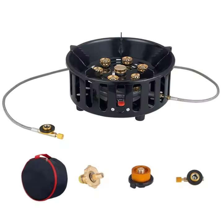 Estufa de gas de encendido electrónico de 21000W con adaptador, horno portátil para exteriores, quemador de barbacoa de metal, utensilios, accesorios de cocina - 1