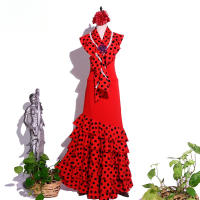 Vestido de Baile Flamenco Falda Volante de Cinturón Rojo Moda para Mujeres - details 8