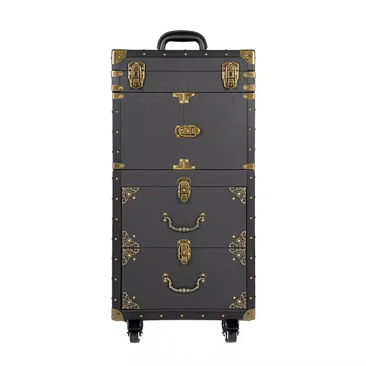 Estuche de tren de maquillaje para cortadora de pelo, almacenamiento de salón de belleza, portátil, de viaje, con 3 estantes, 39x25,5x82cm/15,5x10x32, 3 pulgadas - 1
